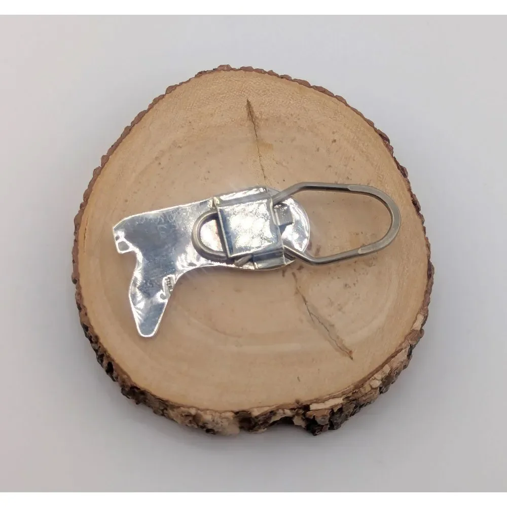 Native American Sterling Silver Key Fob Western Boot Design Navajo‎ Accessory **